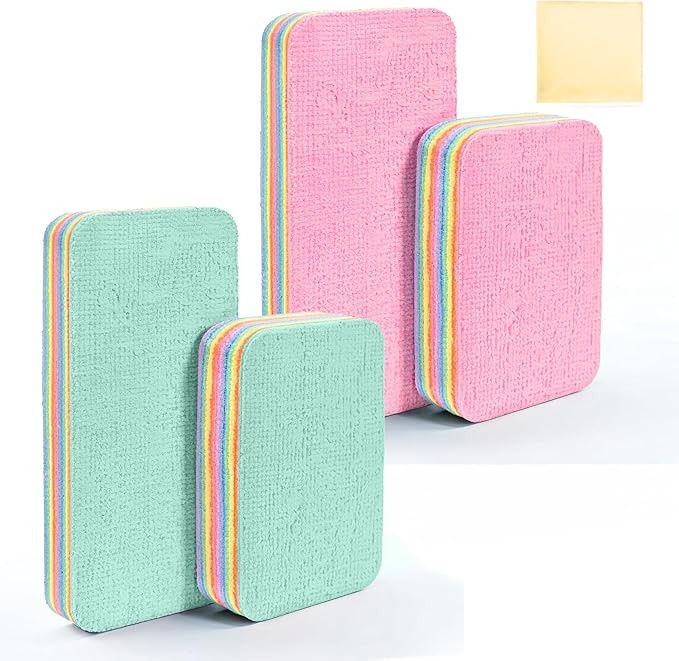Peelable Microfiber Sponges 4 Pack – 12-Layer Tear Away PVA Cleaning Pads, Ultra Absorbent Non-... | Amazon (US)