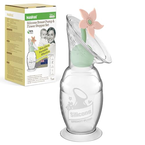haakaa Manual Breast Pump with Flower Stopper Set, Gen.2 Silicone Hand Pump with Suction Base, BPA Free (4oz/100ml, Blush) | Amazon (US)
