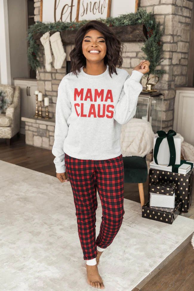 Mama Claus Graphic Ash Sweatshirt | The Pink Lily Boutique
