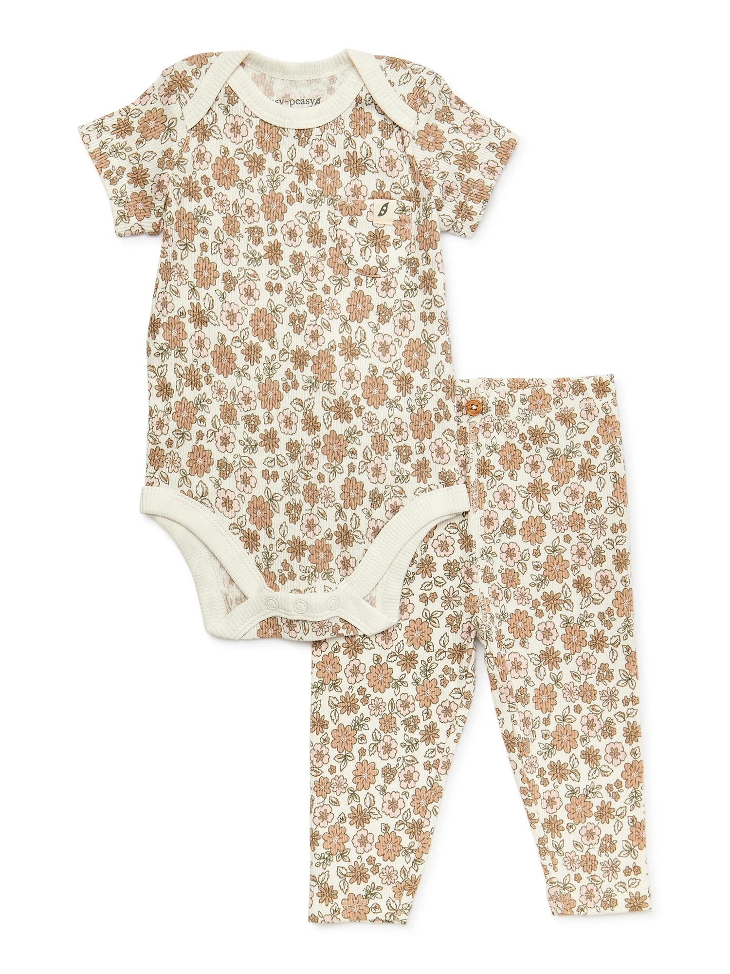 easy-peasy Baby Girls Bodysuit and Legging Outfit Set, 2-Piece, Sizes 0-24 Months | Walmart (US)