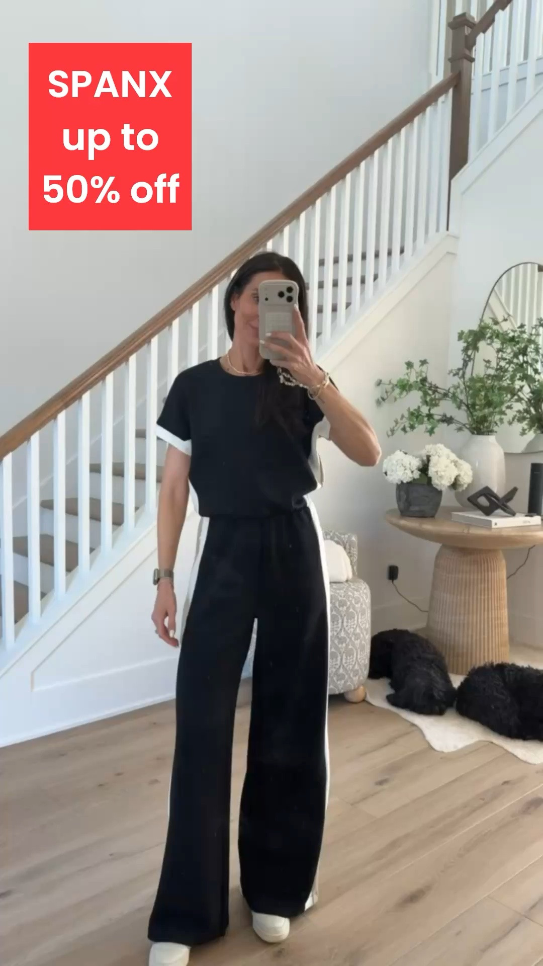 Spanx up to 50% off.

black jumpsuit, summer travel outfit, casual airport outfit, comfortable summer style, wide leg jumpsuit, travel style, lounge outfit, casual chic, everyday outfit

#LTKootd #LTKOver40 #LTKSaleAlert