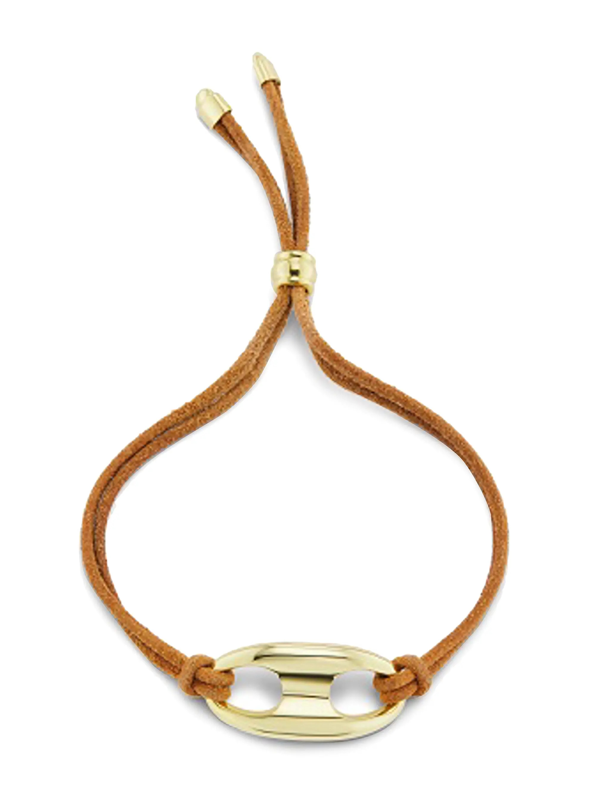 Nautical 18K Yellow Gold & Leather Mariner-Link Bracelet | Saks Fifth Avenue