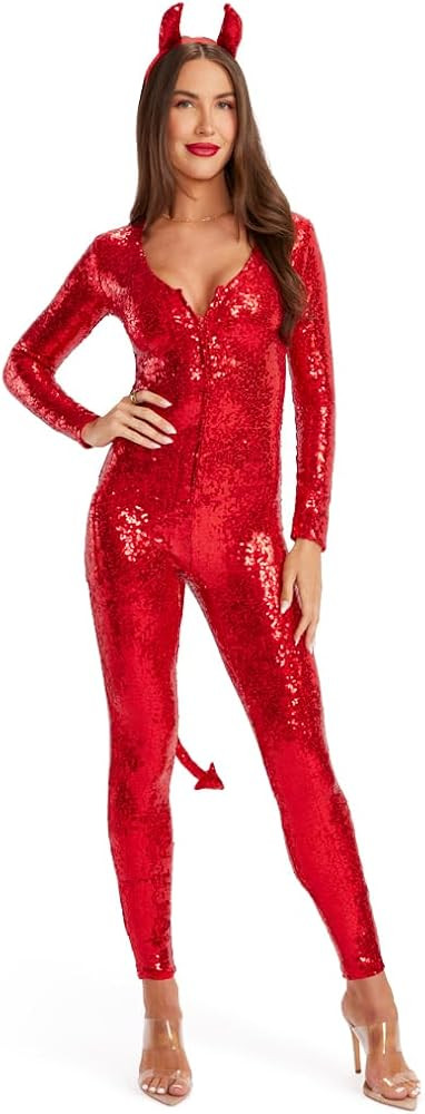 Tipsy Elves Classic Red Devil Halloween Costume for Women Long Sleeve Bodysuit with Devil’s Hor... | Amazon (US)