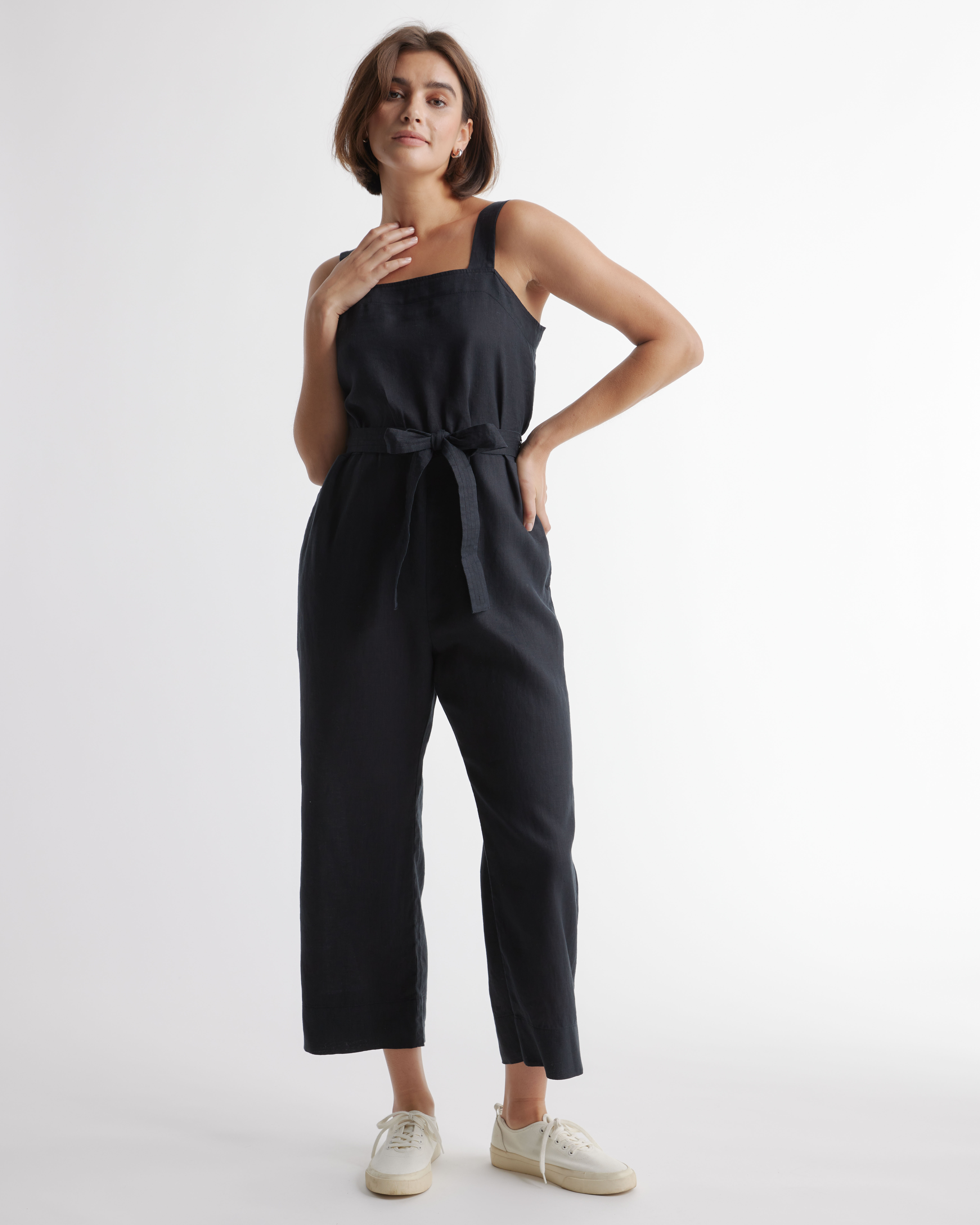 100% European Linen Square Neck Jumpsuit | Quince