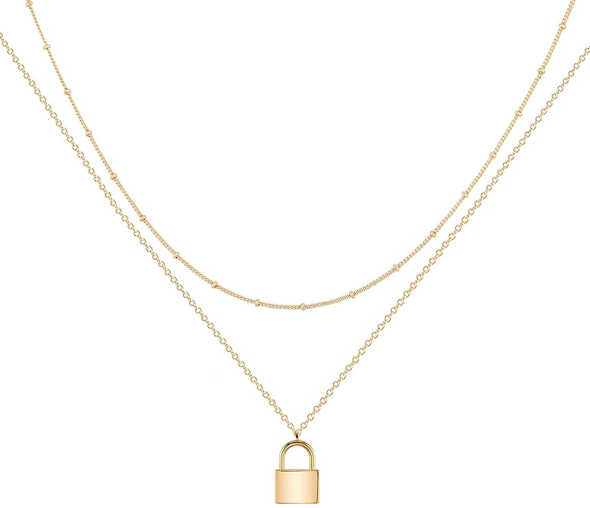 MEVECCO Layered Heart Necklace Pendant Handmade 18k Gold Plated Dainty Gold Choker Arrow Bar Laye... | Amazon (US)