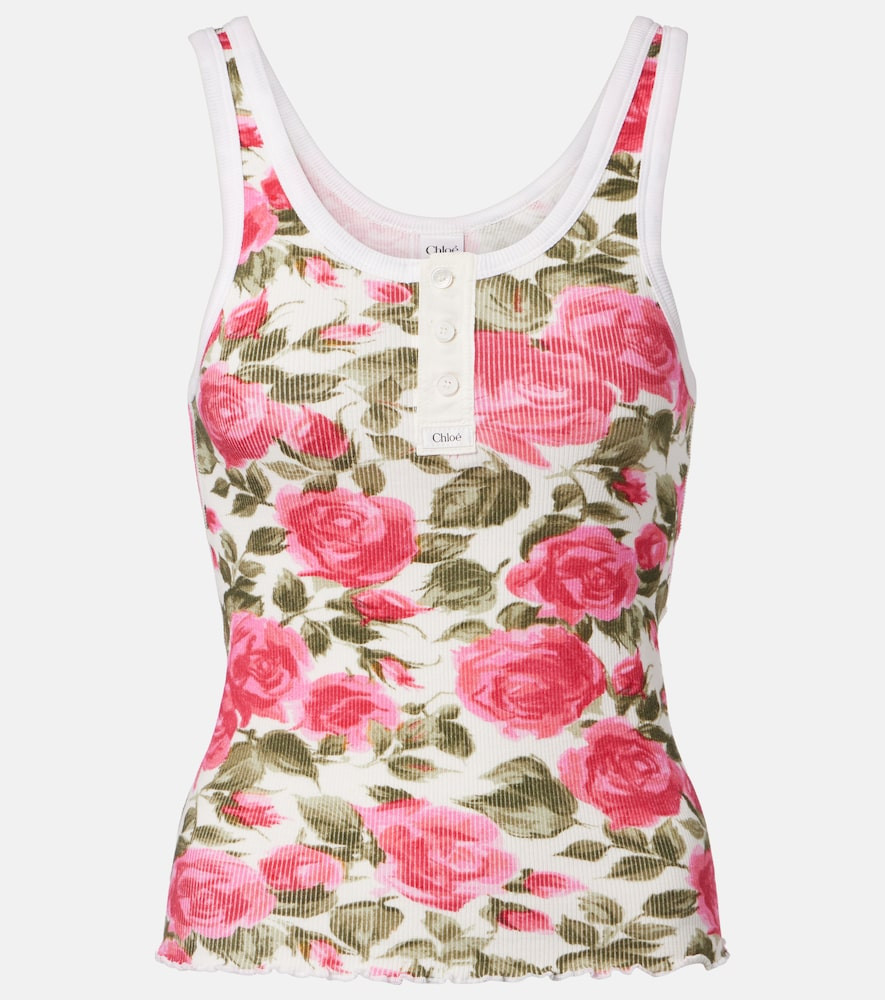 Chloé Floral ribbed cotton-blend tank top | Mytheresa (US/CA)