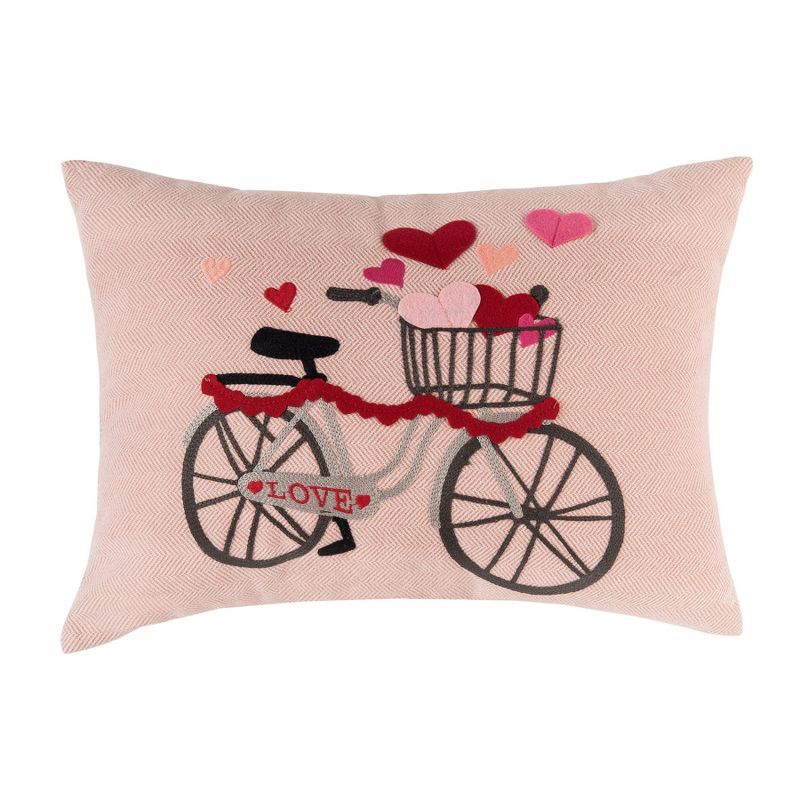 C&F Home 18" x 13" Hearts Bicycle Embroidered Throw Valentine's Day Pillow | Target