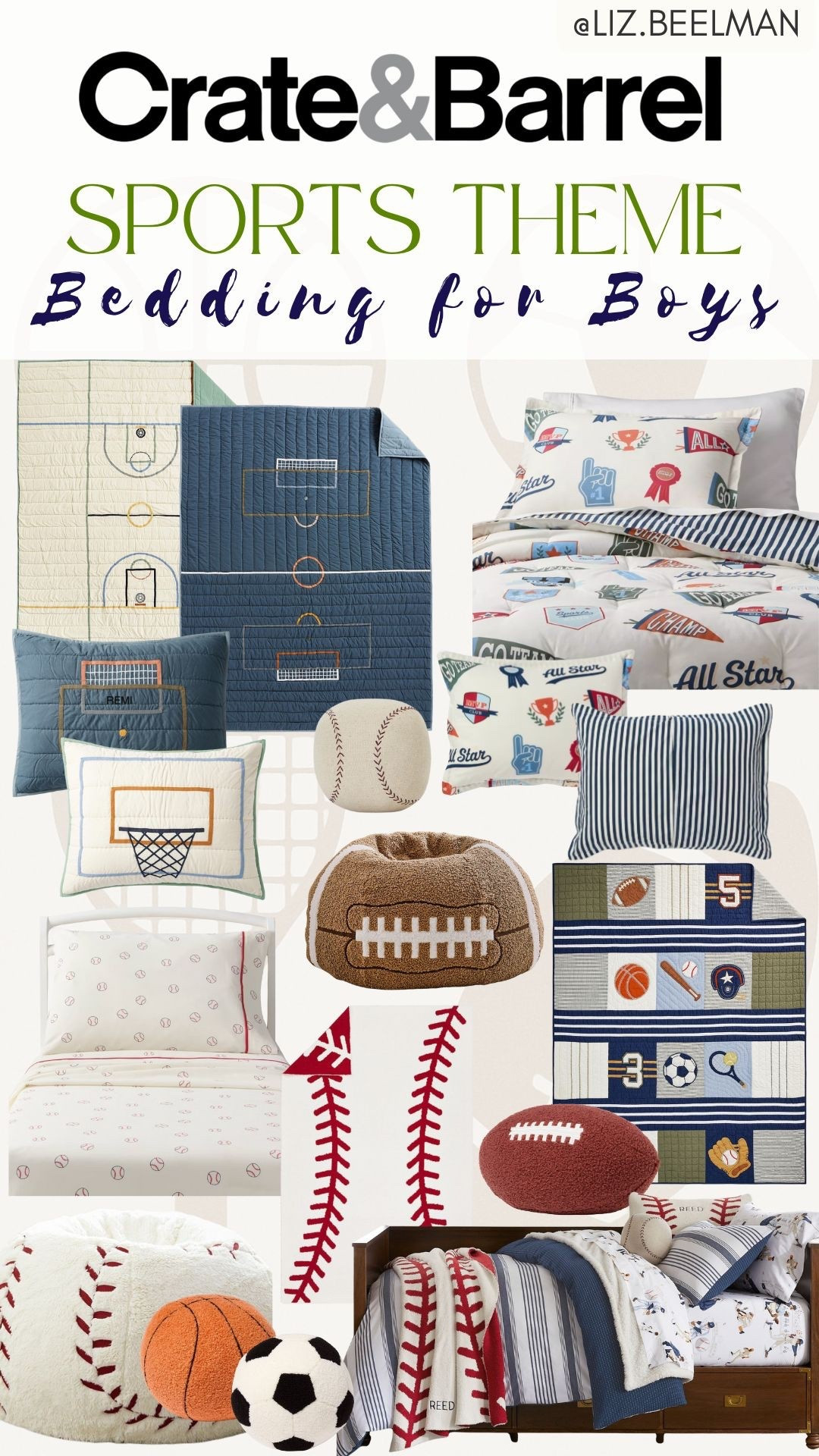 CRATE & BARREL: Sports Theme Bedding for Boys 