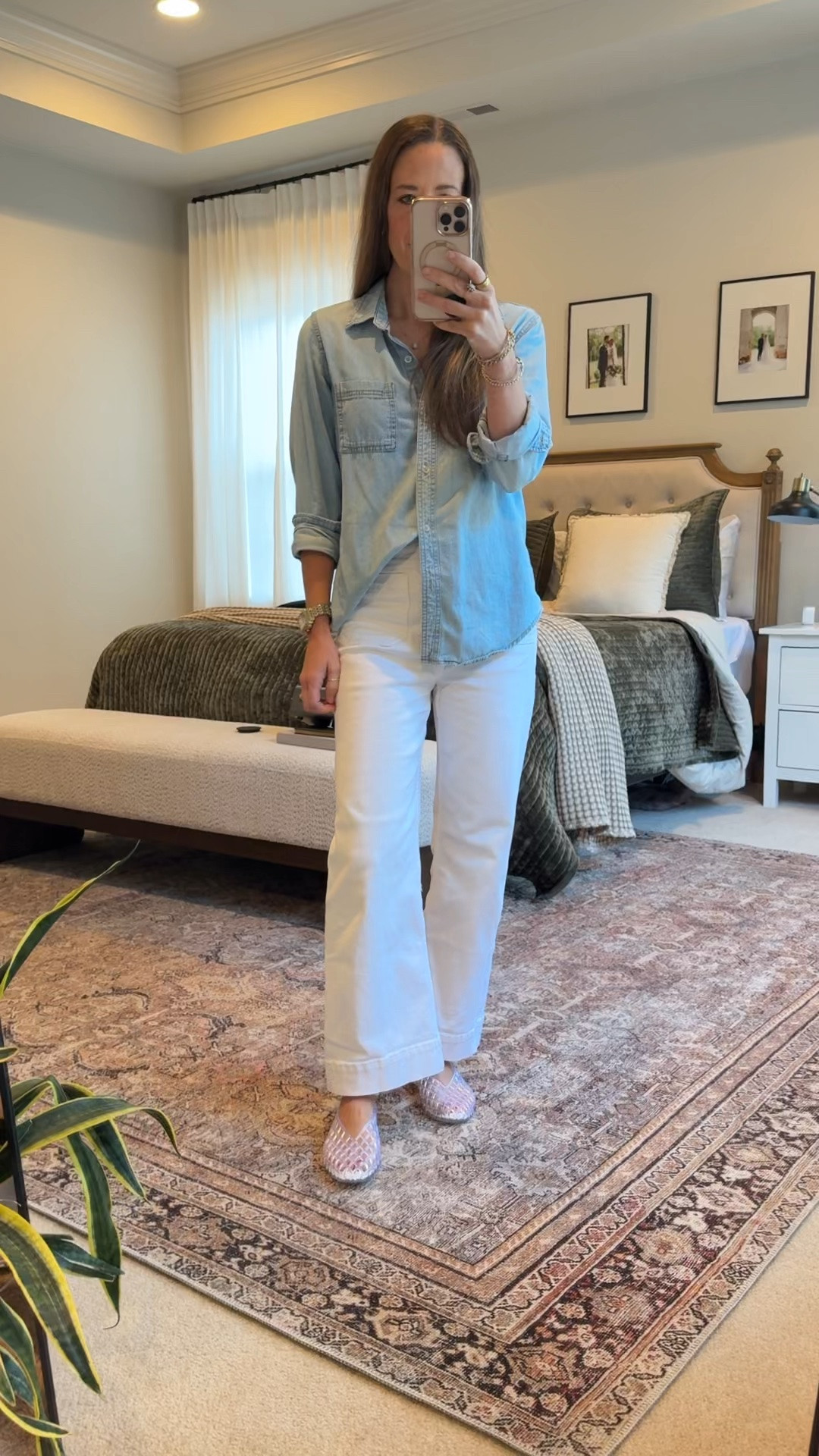 Casual classic outfit with Anthropologie Vlviral crop jeans + a Target chambray button down. The cropped wide-leg fit makes these an easy option for spring and summer, and the $25 flats add a fun textured detail without overcomplicating the outfit.

#LTKootd #LTKgrwm #LTKWorkwear