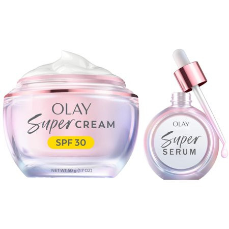 Olay Super Serum and Super Cream with Sunscreen SPF 30 Bundle, 5-in-1 Skincare Benefits | Walmart (US)