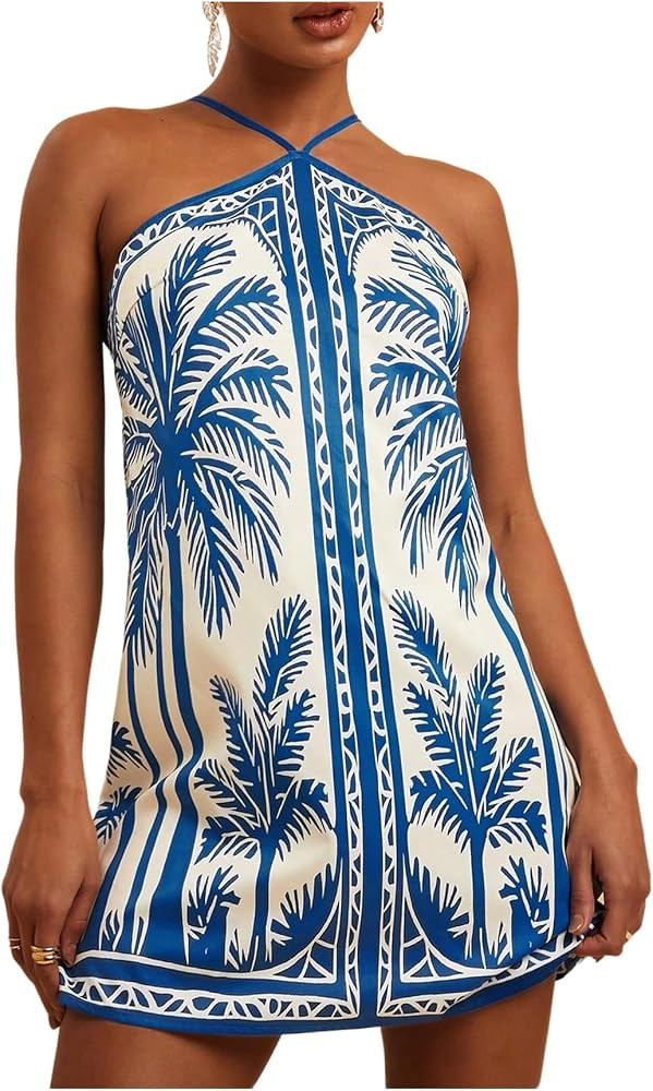 MakeMeChic Women's Boho Dresses Tropical Hawaiian Dresses Beach Outfits | Amazon (US)