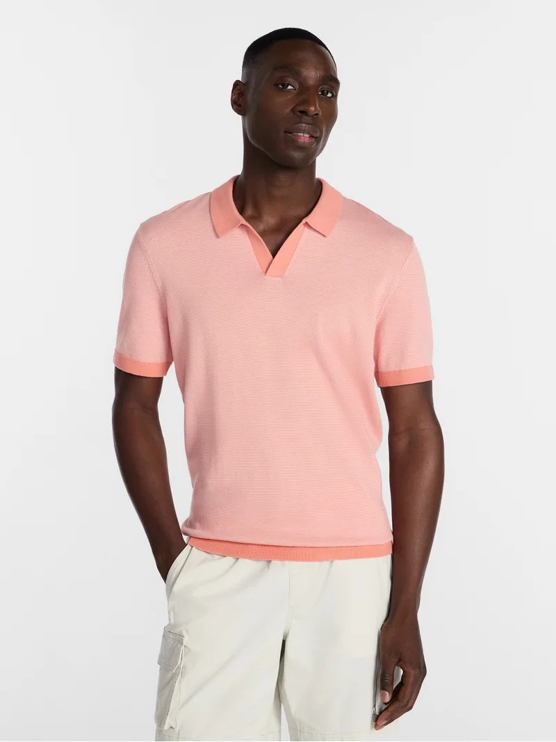 George Men's Knit Johnny Collar Polo Shirt, Sizes S-5XL | Walmart (US)
