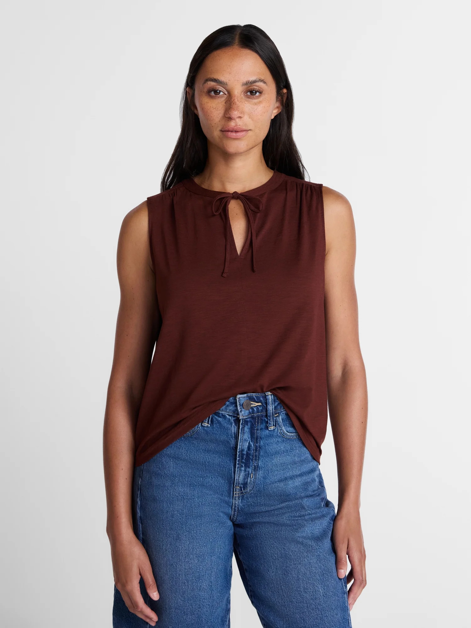 Time and Tru Women’s Tie Front Sleeveless Top, Sizes XS-XXXL | Walmart (US)