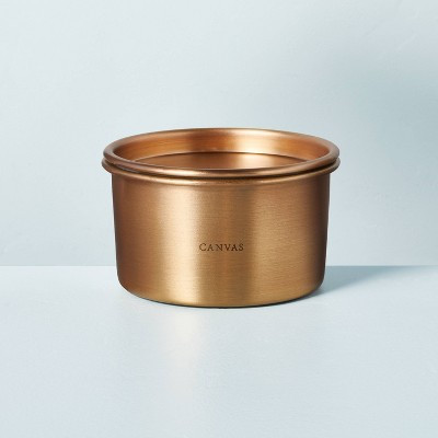 Lidded Metal Canvas 4-Wick Jar Candle Brass Finish 20oz - Hearth & Hand™ with Magnolia: Vintage Farmhouse Decor, Indoor Use | Target