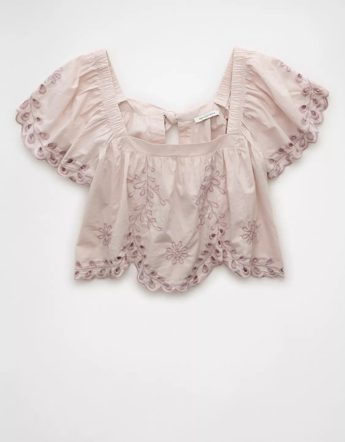 AE Tie Back Eyelet Crop Top | American Eagle Outfitters (US & CA)