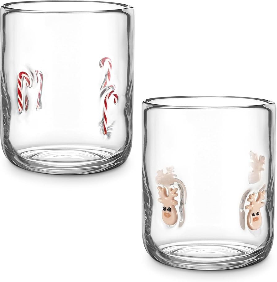 2 Pcs Icon Glass Cups - 16 oz Cute Icon Juice Glass Double Old Fashioned Hand Blown Drinking Cups... | Amazon (US)