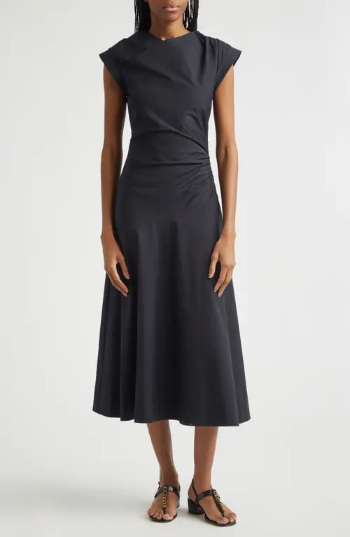 Veronica Beard Lisette Stretch Cotton Midi Dress in Black at Nordstrom, Size 6 | Nordstrom