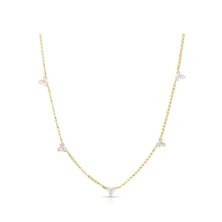 Roberto Coin Diamond Flower Five Station Necklace - 7773261AY17X | Jomashop.com & JomaDeals.com