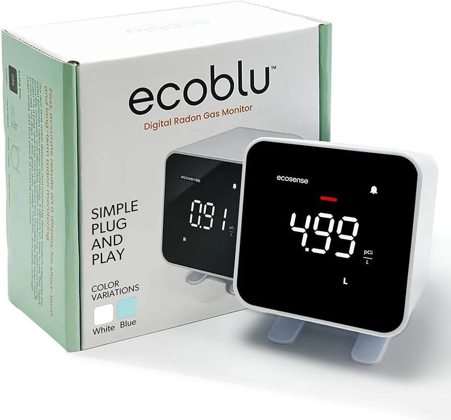 Ecosense EB100 EcoBlu, Home Radon Detector, Capture & Display Results Every 10 Minutes, Short & L... | Amazon (US)