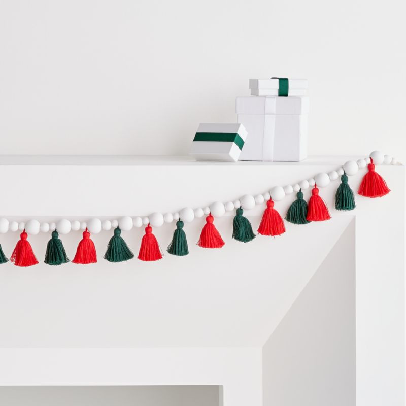 Wood Bead Tassel Garland | Crate and Barrel | Crate & Barrel
