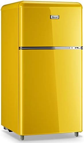 WANAI Compact Refrigerator, 3.2 Cu.Ft Retro Mini Fridge with Freezer, Dual Door Small Refrigerator w | Amazon (US)