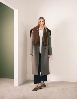 ASOS DESIGN oversized dad coat in mushroom melange | ASOS | ASOS (Global)