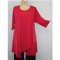 Plus Size Tunic, Coco & Juan, Women's Top, Asymmetric Tunic Red, Polyester, Traveler Knit 2 | Fits 3x, 4x Bust 60 | Etsy (US)