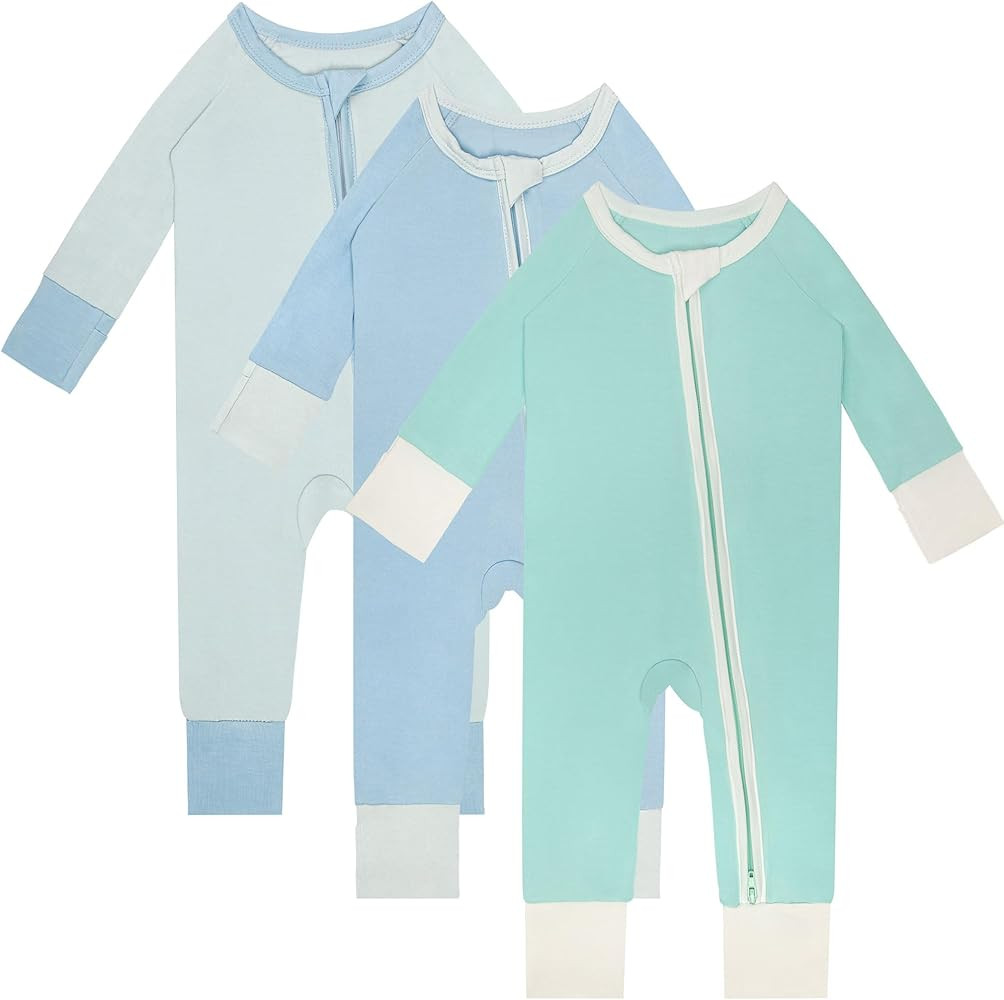 Rayon of Bamboo Pajamas Rompers 2 Way Zipper Long Sleeve Footless Rompers | Amazon (US)