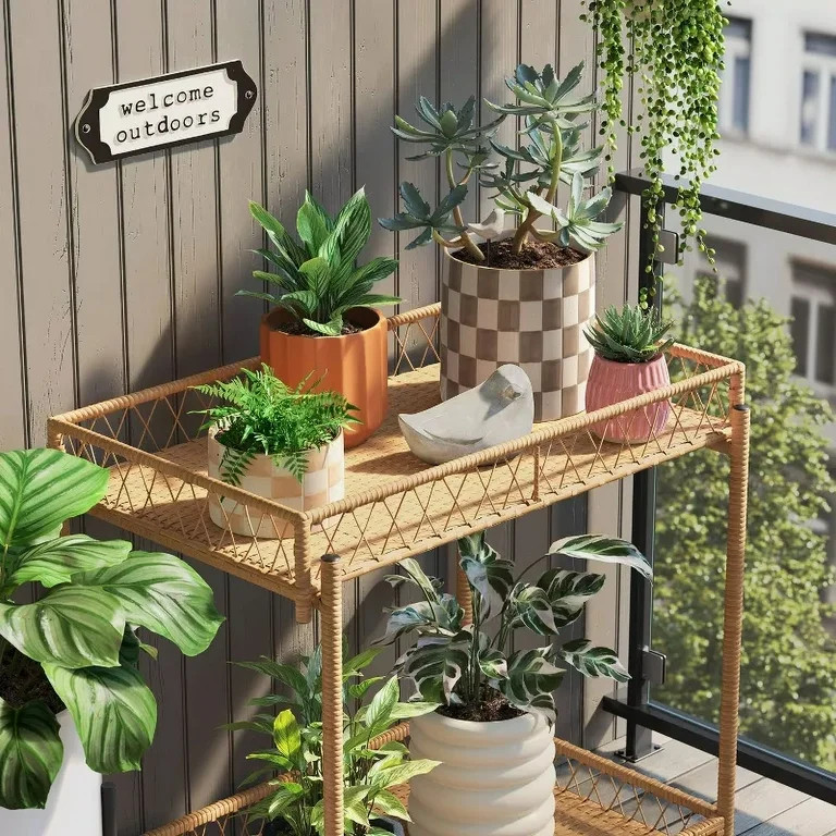 Checker Stoneware Indoor Outdoor Planter Pot | Walmart (US)