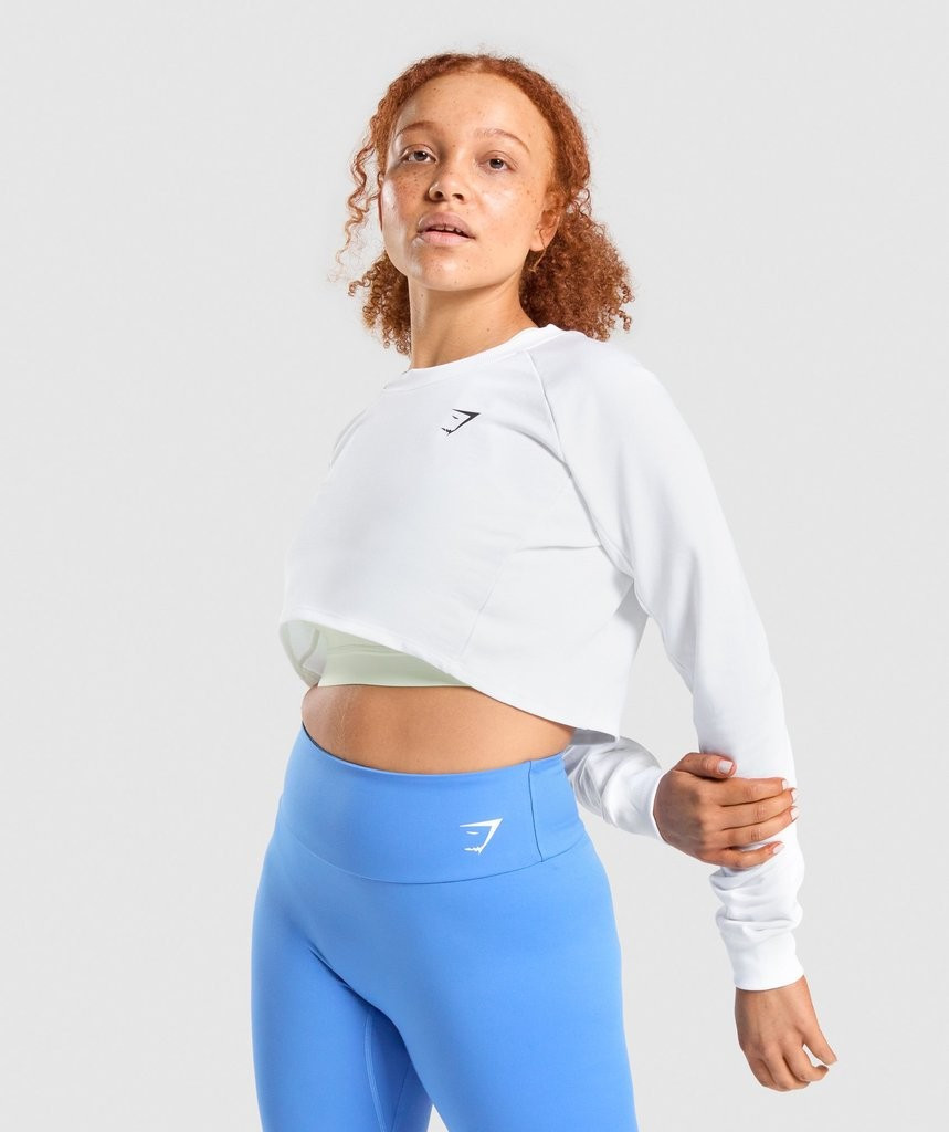 Gymshark Training Cropped Sweater - White | Gymshark (Global)
