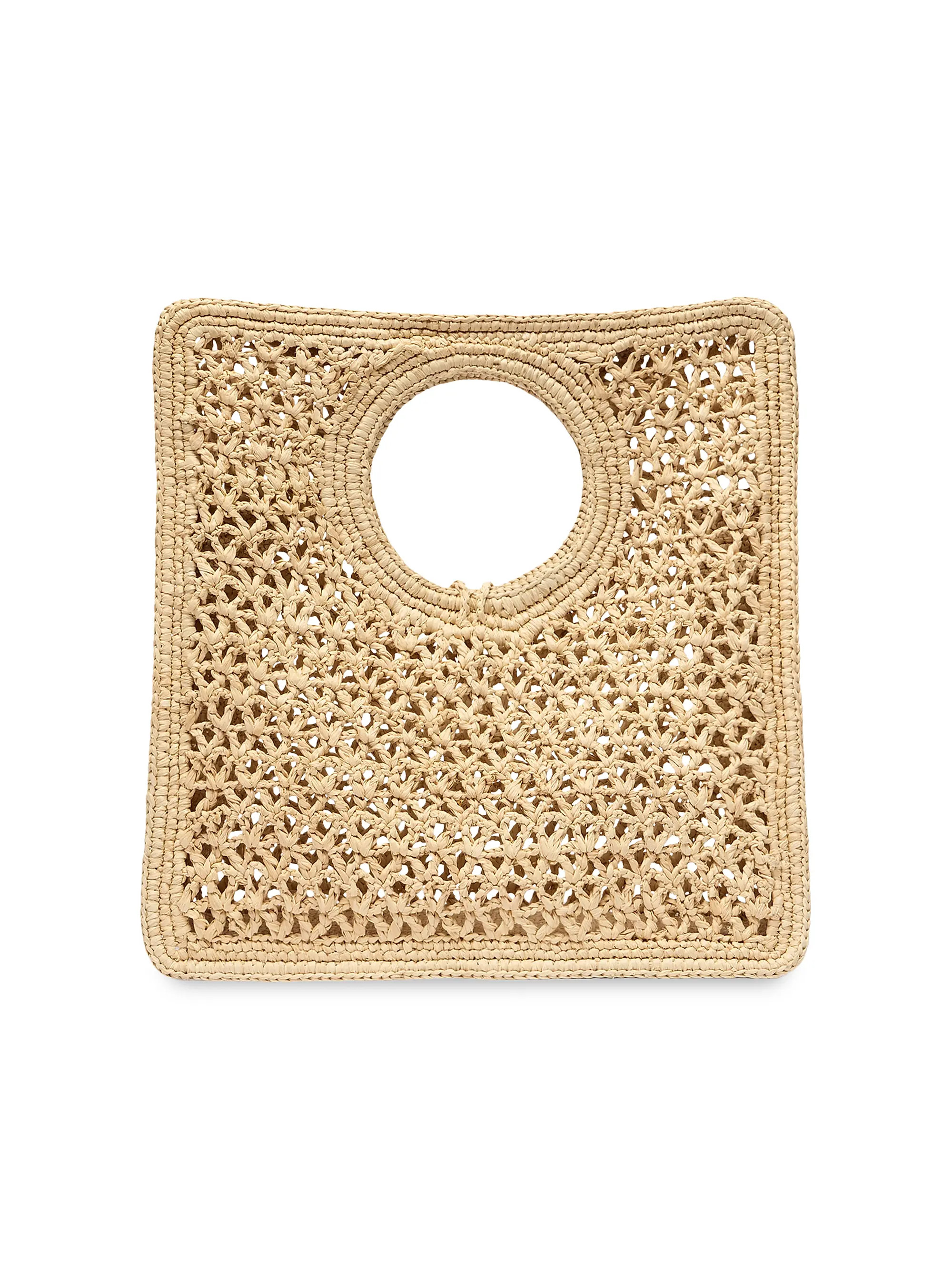 Jacquemus Le Petit Carr\u00e9 Crotchet-Knit Raffia Bag | Saks Fifth Avenue | Saks Fifth Avenue