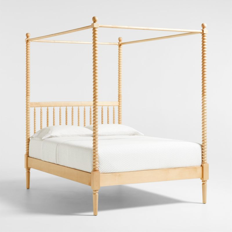 Jenny Lind Maple Wood Spindle Kids Canopy Full Bed + Reviews | Crate & Kids | Crate & Barrel