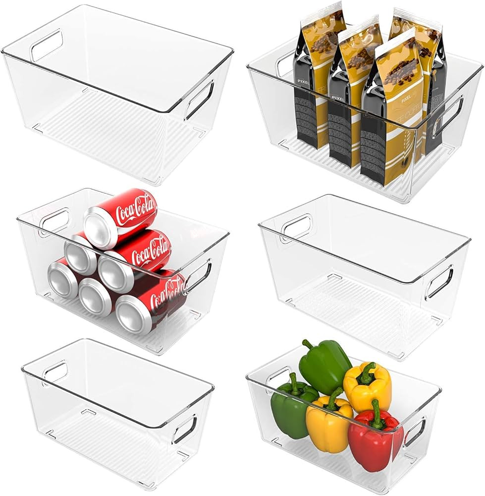 Ohuhu Fridge Organizers Storage Clear Bins Large 6PCS Refrigerator Pantry Organization Stackable ... | Amazon (US)