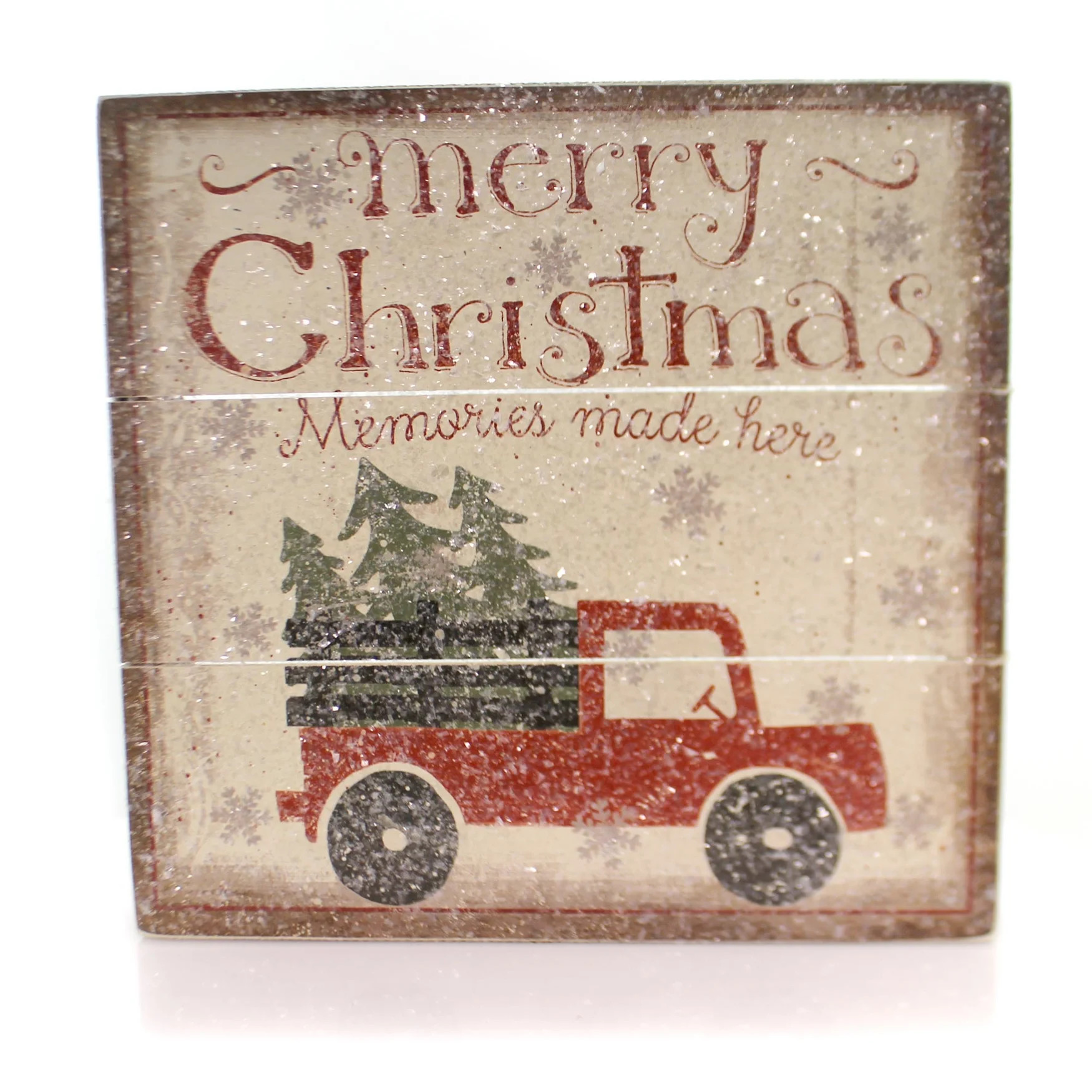 Christmas MEMORIES MADE HERE SLAT BOX SIGN Wood Pick-Up Trees 36041 - Walmart.com | Walmart (US)