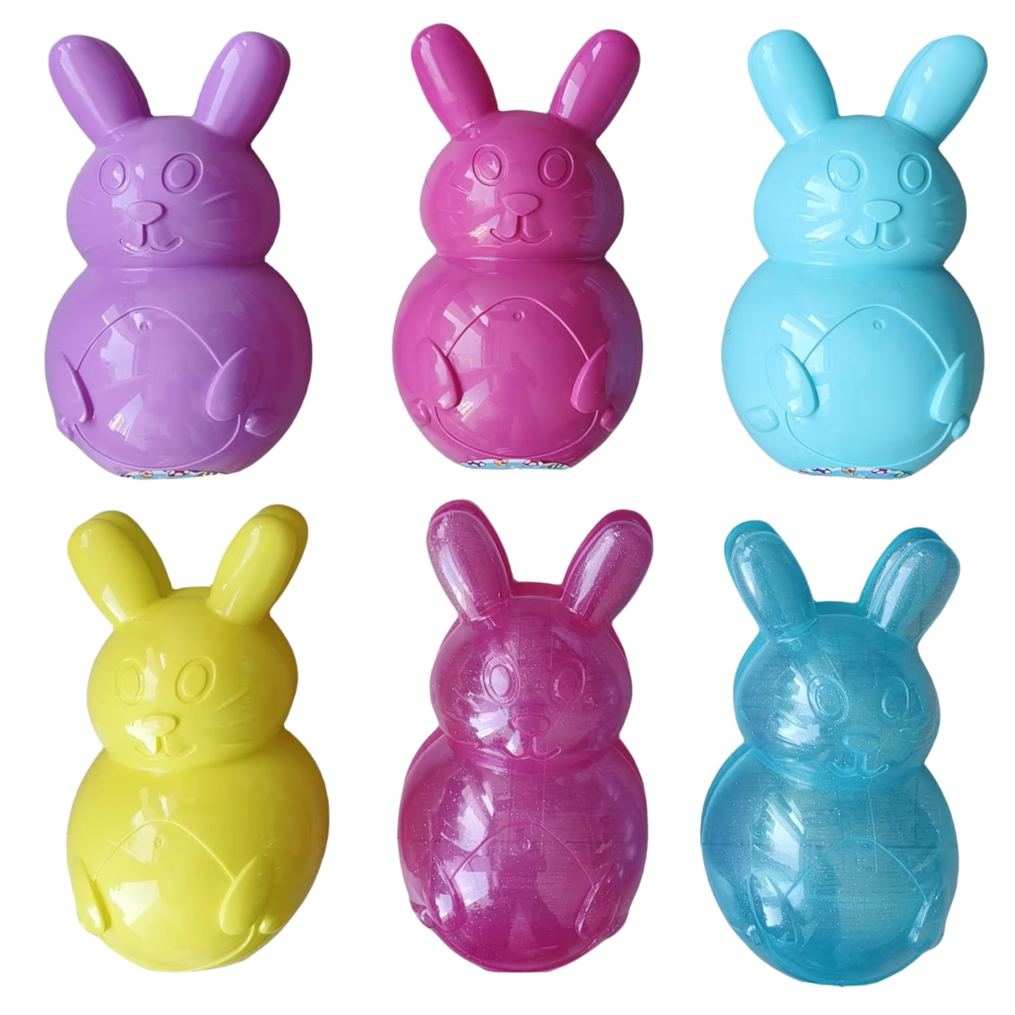 Jumbo Easter Bunny Plastic Fillable Easter Eggs Pack of 6, Reusable Surprise Eggs for Treats Good... | Walmart (US)