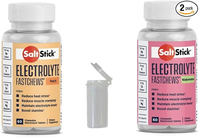 SaltStick FASTCHEWS® Variety 2-Pack - 60 Count Bottles of Peach & Watermelon with Race Ready Tub... | Amazon (US)