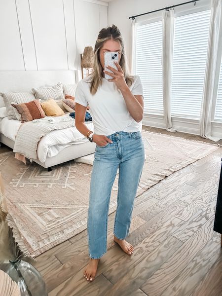 baggy style jeans from madewell - wearing 25 - they will stretch 

#LTKstyletip #LTKsalealert #LTKunder100
