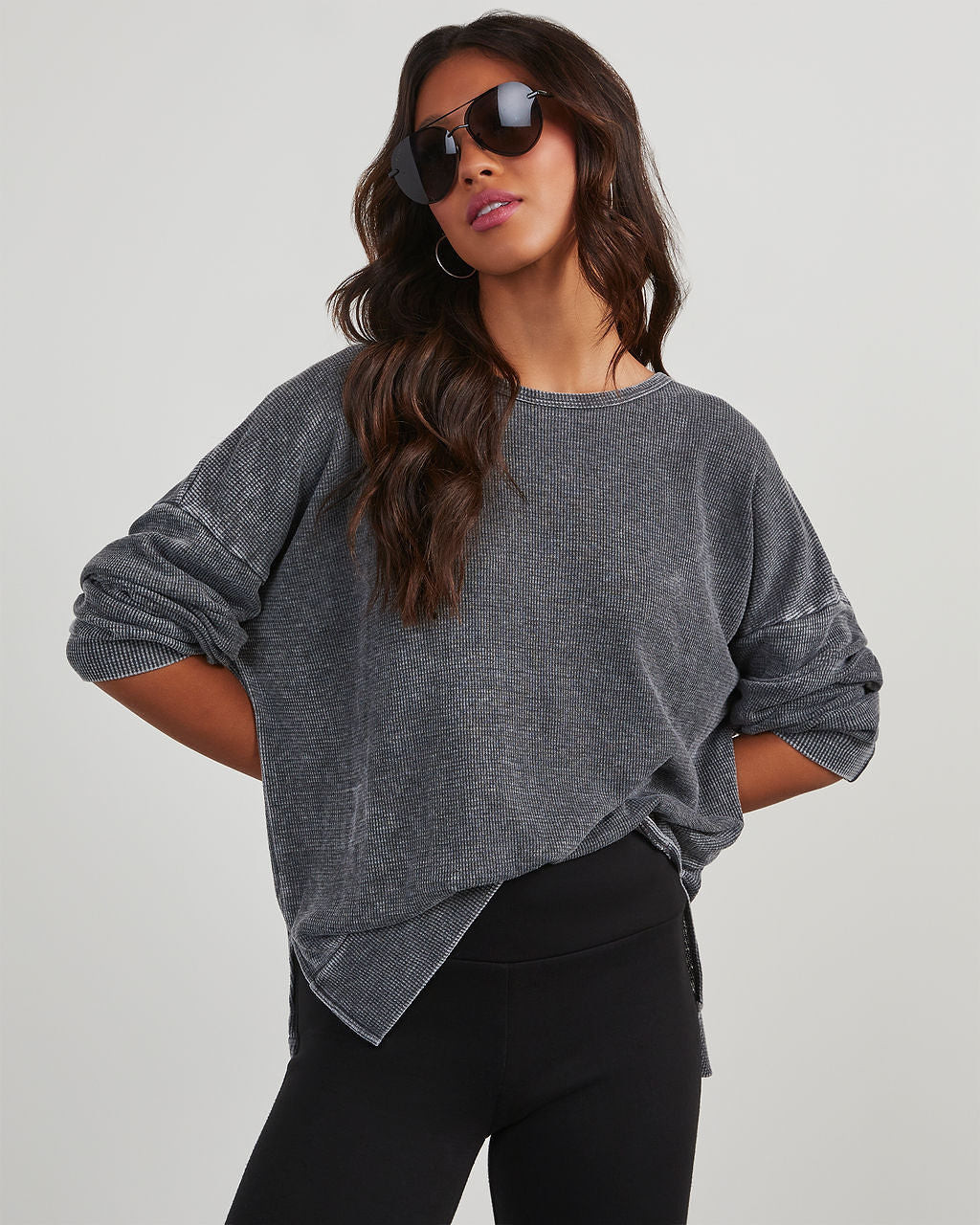 Tahoe Bound Waffle Knit Long Sleeve Top | VICI
