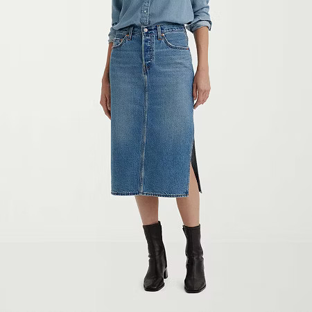 Levi's Side Slit Womens Mid Rise Midi Denim Skirt, 27, Blue | JCPenney