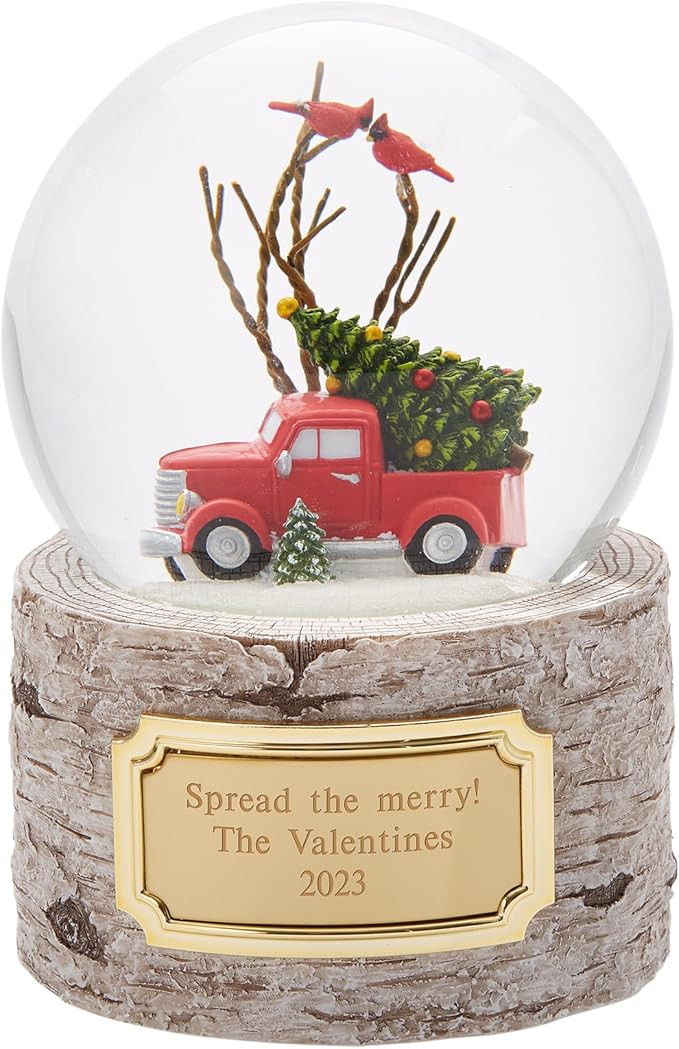 THINGS REMEMBERED Red Truck Faux Birch Base Snow Globe (Free Customization) | Amazon (US)