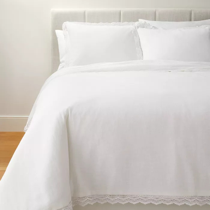 Lace Border Cotton Slub Comforter & Sham Set - Threshold™ designed with Studio McGee | Target