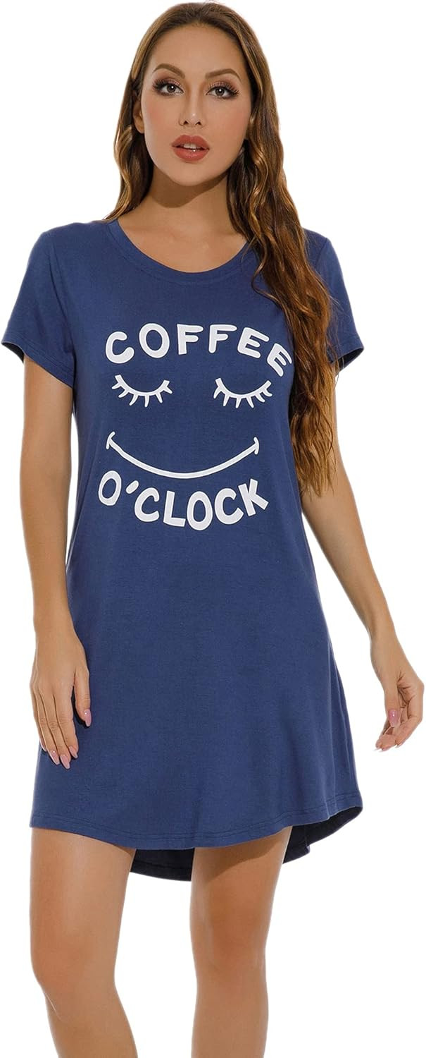 GUANYY Women's Nightgown Short Sleeve Nightshirts Cute Print Sleep Shirts Cotton Sleepwear Soft N... | Amazon (US)