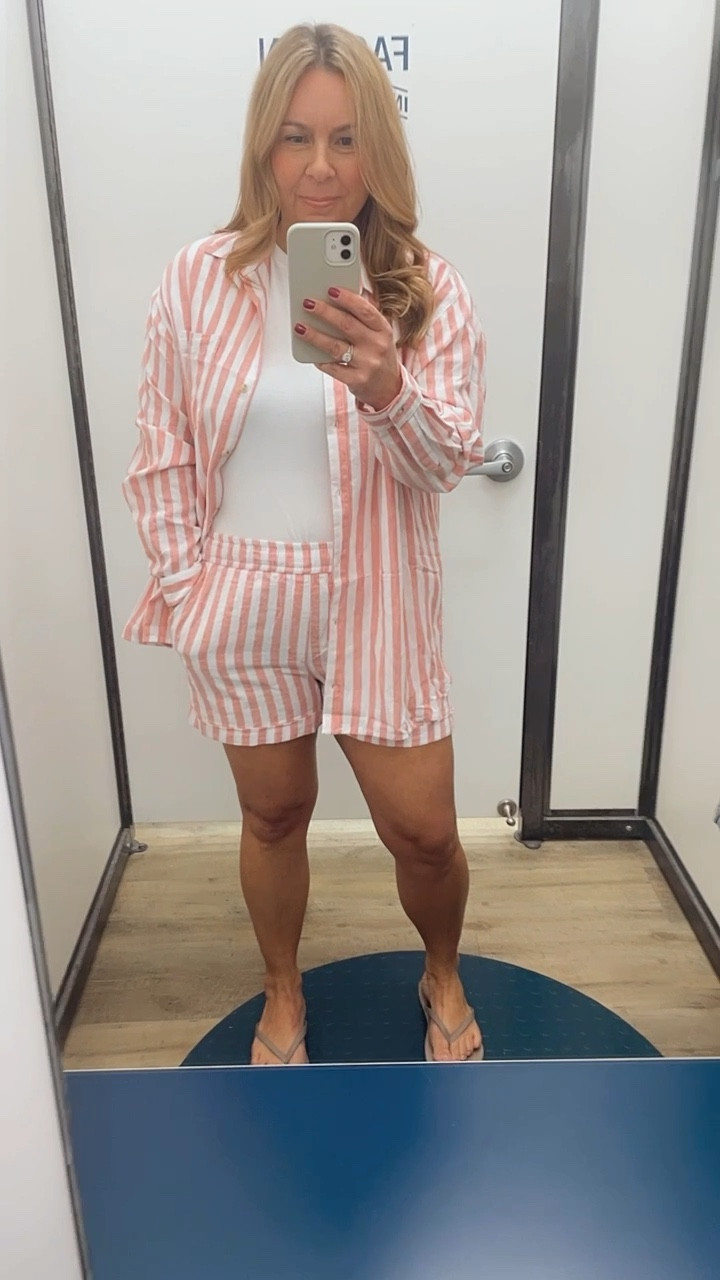 Linen blend short set makes a cute vacation outfit! Wearing a large in the tee and button down and a medium in the shorts







Old Navy style, coastal grandma, midsize fashion, spring break, mom style 

#LTKunder50 #LTKFind #LTKSeasonal