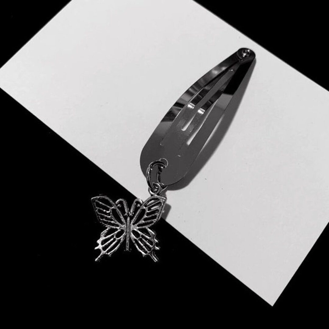 One Silver Butterfly Charm Dangle Hair Clip Y2K Aesthetic - Etsy | Etsy (US)
