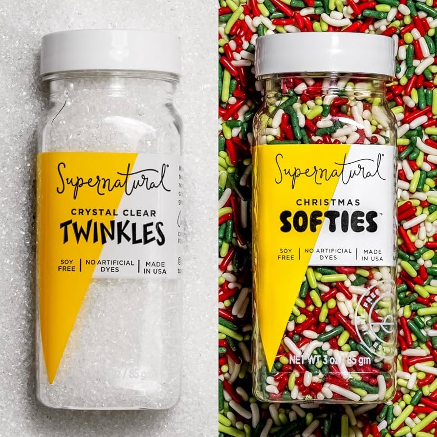 Christmas Softies & Clear Twinkles Sanding Sugar Sprinkle Set by Supernatural, No Artificial Dyes... | Amazon (US)
