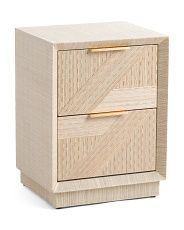 Woven Grasscloth 2 Drawer Side Table | TJ Maxx