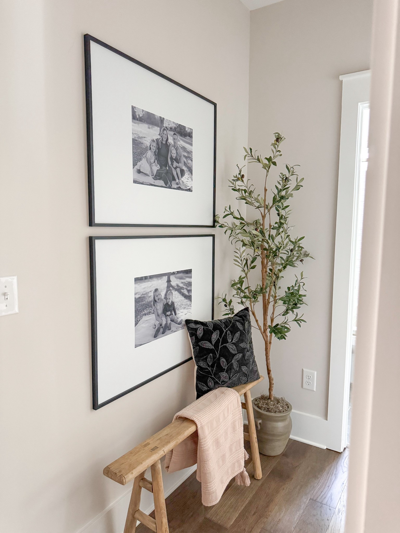 Entryway, hallway decor, hallway ideas, bench with frames, faux tree, planter, hallway bench, antique bench 

I’m loving this designer look for less find! My faux olive tree is on sale right now for less than $50, compared to the designer brand at $200+ 🤯

Faux Olive Tree, faux indoor tree, skinny tree, modern organic home, home decor, Walmart finds, Walmart home decor, hallway decor, hallway styling 

#LTKFindsUnder100 #LTKHome