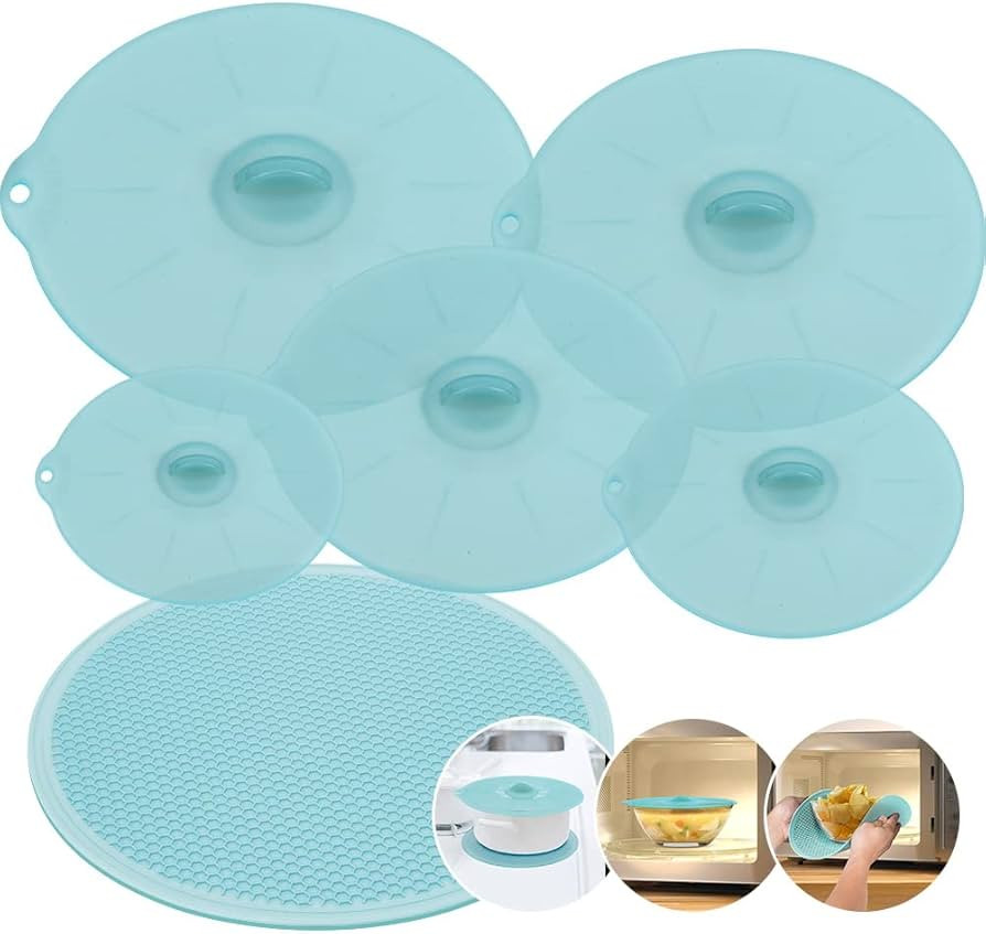 Splatter Guard Silicone Mat & Trivet - Microwave Cover, Pot Holders, BPA Free Silicone Suction Li... | Amazon (US)