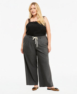Trendy Plus Size Drawstring-Waist Wide-Leg Pants | Macy's