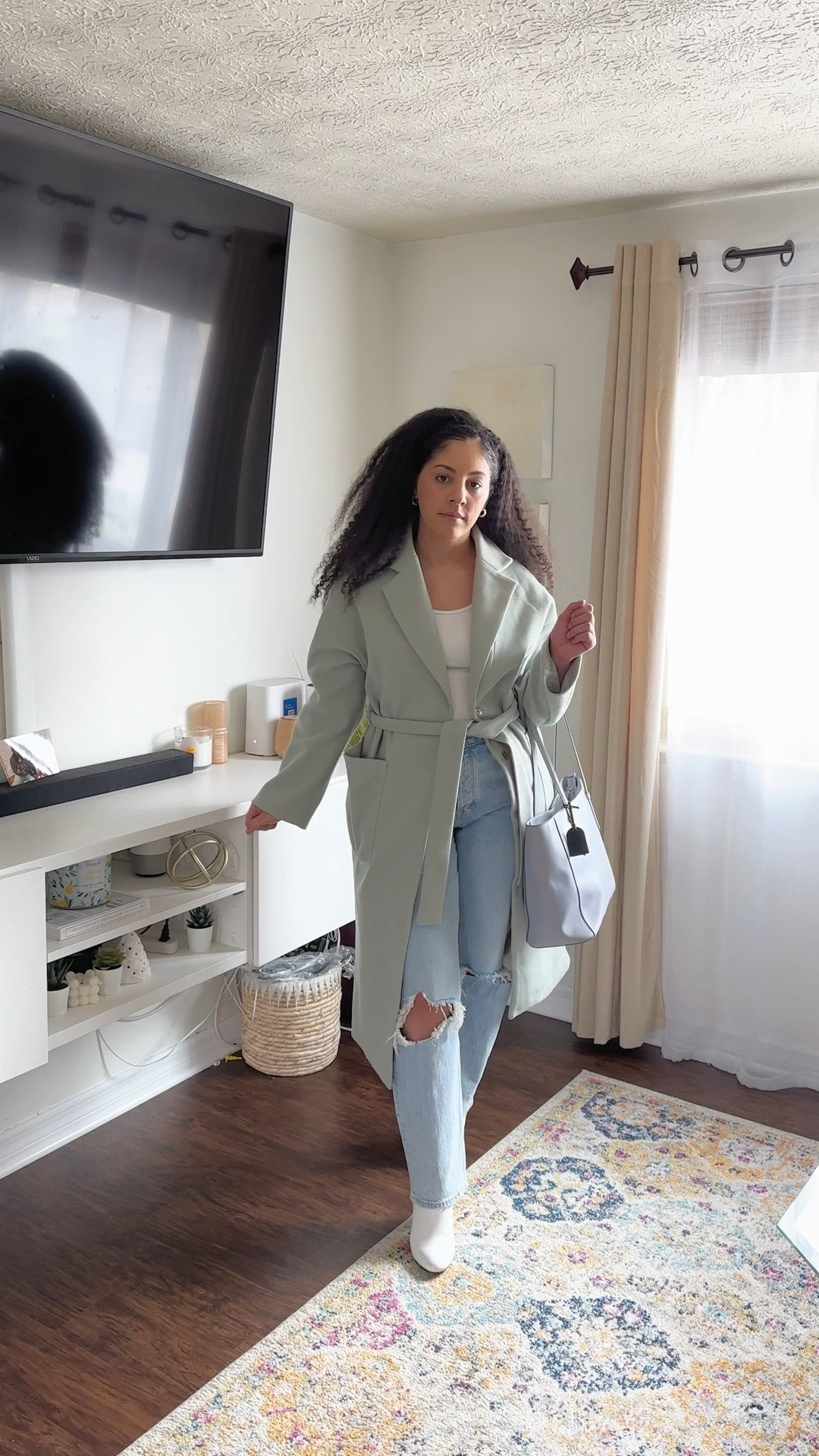 Mint Trench Coat, Dad Jeans, Ribbed Tank 

#LTKworkwear #LTKunder100 #LTKcurves